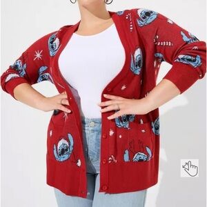Torrid lilo & stitch Christmas cardigan size 5x